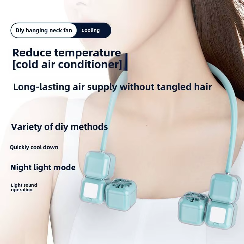 Portable Neck Cooling Fan with DIY Ice Cooling