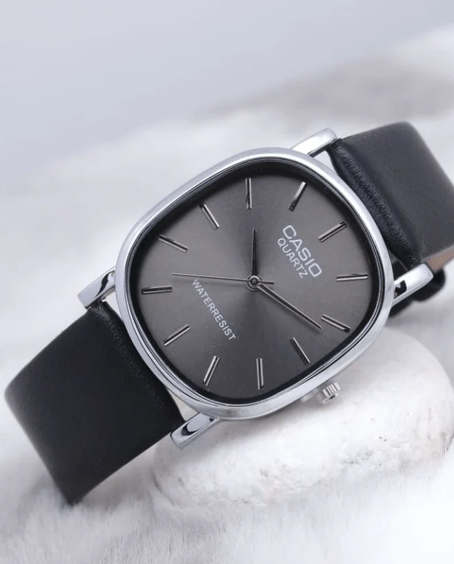 Casio Leather Wristwatch — Minimalist Quartz Watch, Adjustable Strap