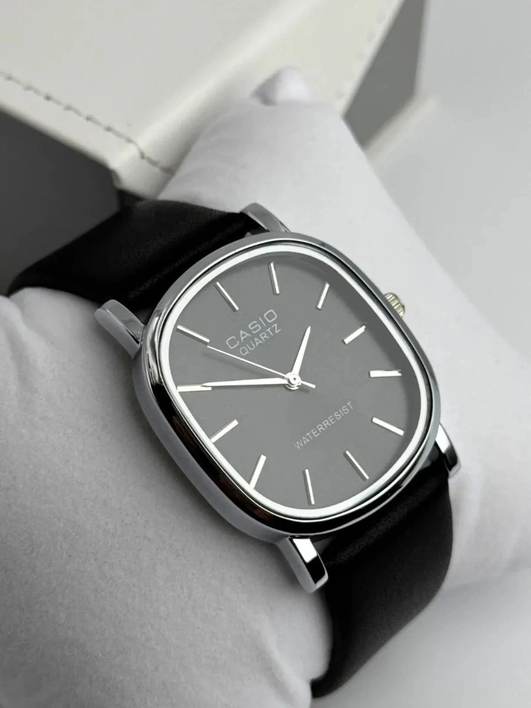 Casio Leather Wristwatch — Minimalist Quartz Watch, Adjustable Strap